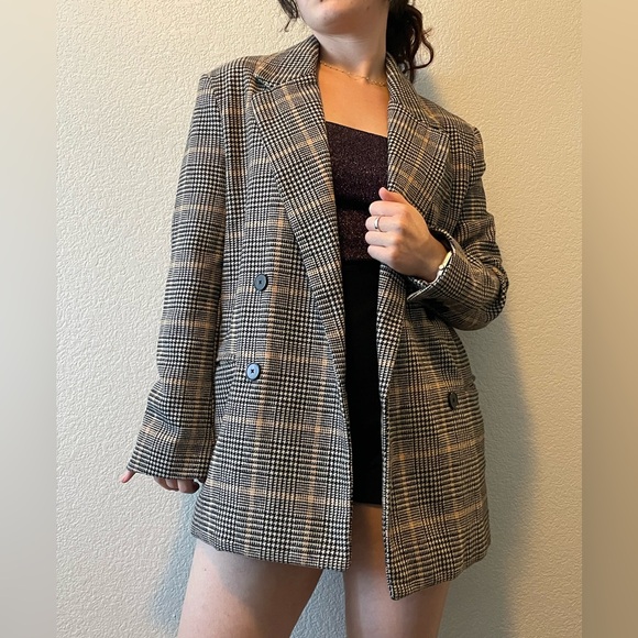 New Bershka Oversized Plaid Blazer. - Picture 1 of 5